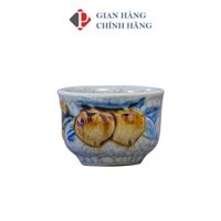 Chén trà BÁN LẺ Men Rạn Đắp Nổi họa tiết HOA ĐÀO, đồ thờ cúng Phùng Gia - Gốm sứ Bát Tràng cao cấp