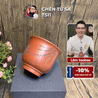 Chén Tử Sa Nghi Hưng 160ml Chén Uống Trà Tử Sa Khắc Chìm Họa Tiết Lá Thưởng Trà Cao Cấp Lamtaobao