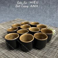 Chén Uống Rượu Men Rạn Gốm Sứ Bát Tràng Cao Cấp, Ly Uống Rượu 4x4 cm Màu Đen Trang Nhã