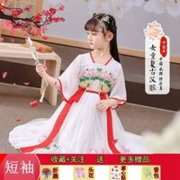 CHENGRUI Hanbok trẻ em gái lớn cô gái đầm mùa hè váy tiên khí phiêu dật 2023 cổ nhất mỏng - HF01 - 100