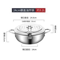 Chengze Nồi chiên sâu tempura bằng thép không gỉ 304 phong cách Nhật Bản cho sử dụng tại nhà, kiểm soát nhiệt độ, tiết kiệm dầu, nồi chiên nhỏ có lưới lọc