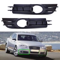 CHENJIAO Bumper Grille Grill Beler 2X Front Fog Light Lamp Grill Grille Fit for Audi A6 and A6 Quattro C6 2005 2006 2007 2008， Fog Light Grille