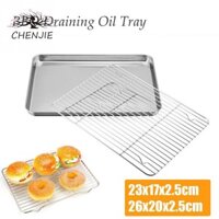 Chenjie Khay Nướng Chảo Bếp 2 Kích Cỡ Thoát Dầu Hình Chữ Nhật Dụng Cụ Nấu Ăn Thịt Nướng Tấm