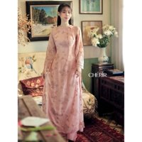 Chérir Áo Dài Chiết Eo Minh Châu AD32 Phối Cổ Tết Dây