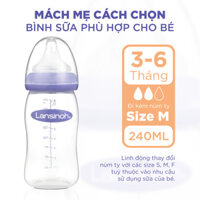 {Cherish daily life} Bộ Đôi Bình Sữa Cổ Rộng Lansinoh Dung Tích 240ml + Núm Ty Size F
