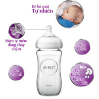{Cherish daily life} Philips Avent bình sữa thủy tinh mô phỏng tự nhiên 240ml bé từ 1 tháng SCF673/