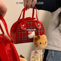 Cherlkolrs Túi kẻ sọc vai Hello Kitty Vintage Y2g Millennium Hot Girl Túi xách tay dễ thương