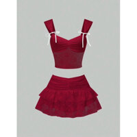 Cherry Lace Peplum Set - Bộ Váy Peplum Ren Anh Đào