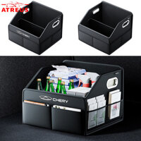 Chery Car Trunk Leather Storage Box Phía Sau Trunk Đa Năng Sắp Xếp Xe Boot Có Thể Gập Lại Hộp Cho Chery Tiggo 5x 8 7 Pro 4 Omoda 5 E5 TJ-1 Face QQ EQ1 EV 2024