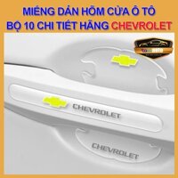 [CHEVROLET] 10 miếng dán hõm cửa silicon tay nắm ô tô chống trầy xước in logo xe Chevrolet Spark, Traiblazer, Cruze
