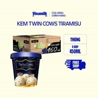 [CHỈ GIAO HCM+HN] Thùng 4  Hộp Kem Tiramisu Twin Cows Vinamilk 450ml (4H/T)