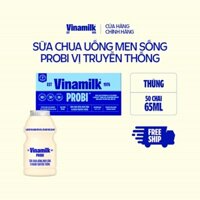 [CHỈ GIAO HCM+HN] Thùng 50 chai Sữa chua uống men sống Vinamilk có đường Probi - chai 65ml