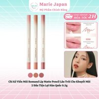 Chì Kẻ Viền Môi Romand Lip Matte Pencil Lâu Trôi Che Khuyết Môi 2 Đầu Tiện Lợi Hàn Quốc 0.5g