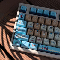 [Chỉ Keycap] Keycaps hình gấu điều hướng Phim hoạt hình Cô gái dễ thương 130 phím Hồ sơ PDA PBT thăng hoa Mũ chìa khóa cá nhân tối giản cho bàn phím cơ tùy chỉnh Wooting / AULA / Logitech