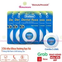 Chỉ nha khoa Oraltana Combo 5 cuộn, Chỉ kẽ răng hương bạc hà của Tanaphar Oral Tana vệ sinh răng miệng