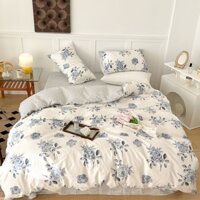 [Chi tiết] Chăn Ga Gối Cotton Living - Bộ Chăn Ga Gối Cotton 100% "Hoa Hồng Xanh" Nhập Khẩu 4 món