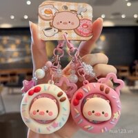 Chìa khóa nhồi bông hình bánh donut xoay dễ thương và vui nhộn chính thức, giảm căng thẳng sáng tạo cho cặp đôi, mặt dây chuyền túi cho bạn bè thân thiết.