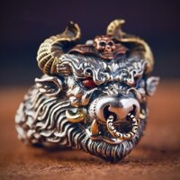 Chiba Handmade Thái Bạc Nhẫn Bò Đầu Nam Nữ Mở Phong Cách Quà Tặng Năm Mới Chỉ Số Nhẫn Nhẫn Độc Đoán Khắc Nhẫn 25.2.24 TV5J