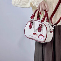Chic JOY Túi đeo chéo nữ Cherry Meatball Anime dễ thương Châu Âu và Mỹ Retro Bowling Phiên bản Hàn Quốc Túi đeo vai Instagram đa năng