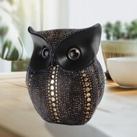 Chic Owl Figurine Sculpture Decorative Ornament Miniature Decor BlackSilver - Black