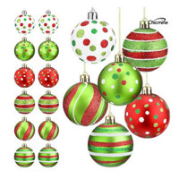 Chicmine☃12 Quả Bóng Giáng Sinh 2.4 Inch Nhựa Cây Giáng Sinh Treo Bóng Trang Trí Lấp Lánh Xoắn Kẹo Cane Elf Giáng Sinh Baubles