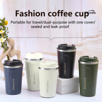 Chicmine❄380 / 500ml Cốc cà phê dung tích lớn chống rò rỉ có nắp đậy Cốc giữ nhiệt chân không tường đôi bằng thép không gỉ