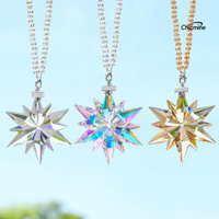 Chicmine☃Đồ Trang Trí Giáng Sinh Trong Suốt Bông Tuyết Giả Pha Lê Đồ Trang Trí Bông Tuyết Mặt Trời Bắt Treo Viền Phụ Kiện Trang Trí Ngày Lễ