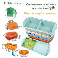 Chicmine☃Khay đựng súp bằng silicon có nắp linh hoạt Khuôn đóng băng đa năng chống rò rỉ không chứa BPA cho súp Sốt và thực phẩm bổ sung