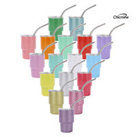 Chicmine✌Mini Tumbler Shot Glass có ống hút và nắp 3 Oz Cốc giữ nhiệt bằng thép không gỉ Kính bắn cách nhiệt chống rò rỉ