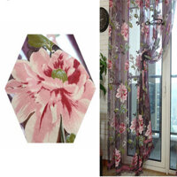 Chicmine❄Rèm Cửa Sổ Hoa Mẫu Đơn In Hình Trong Suốt Vải Tuyn Rèm Phòng Chia Valance