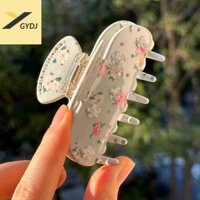 Chicretreat Emijay Vuốt Tóc, Kẹp Tóc In Hoa Đính Kim Cương Giả Nơ, Cá Tính Màu Đỏ Barrette Hình Học Axit axetic Hoa Cá Mập Kẹp Dạo Phố