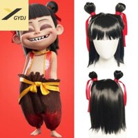 Chicretreat Nezha Headband Tóc Giả Có Nổ, Phim Anime Ngộ nghĩnh Nezha Cosplay Tóc Giả, Trang Phục Hóa Trang Phong Cách Cổ Đại Chịu Nhiệt Tóc Tổng Hợp Hai Tóc Bun Tiệc Lễ Hội