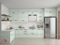 [CHIÊM NGƯỠNG] tủ bếp MDF lõi xanh TBMD08 sơn màu bạc hà ấn tượng, đẹp nhà anh Trung - Hải Phòng