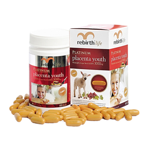 Chiết xuất nhau thai cừu dạng viên uống Rebirth Life Platinum Placenta Youth (3000mg x 60 viên)