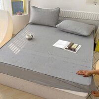 Chiếu băng lạnh bo chun bọc đệm, chiếu điều hòa băng lạnh kèm 2 vỏ gối đầu họa tiết xinh xắn