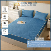 Chiếu Điều Hòa 5D Vải Tencel Xanh Dương Trơn Cao Su Non bo chun chân cao 35cm, hàng loại 1 vuaremgiasi