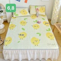 Chiếu điều hòa cao su non gồm ga trải giường kèm 2 áo gối ga điều hòa KT 1m4 1m5 1m6 1m8 mẫu quả cam-khosigagoihcm