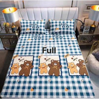 Chiếu điều hòa cao su non kích thước 1m6x2m 1m8x2m ga trải đệm kèm 2 áo gối mẫu gấu đôi kẻ-chuyengagoigiaxuong