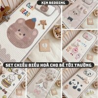 Chiếu điều hoà cao su non Latex Tencel cho bé sơ sinh, chiếu điều hoà cho bé đi học hình 3D,5D mềm mịn mát