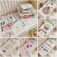 Chiếu điều hoà cho bé cao su non kèm gối lót đầu Mingo nằm nôi nằm giường tiện lợi size 60x120cm