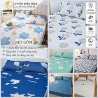 Chiếu Điều Hòa Vải Tencel Cao Su Non bo chun chân cao 35cm, hàng loại 1 nặng và dày trang trí decor