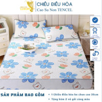 Chiếu Điều Hòa Vải Tencel Hoa Mai Xanh Cao Su Non bo chun chân cao 35cm, hàng loại 1 nặng và dày trang trí