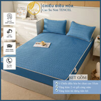 Chiếu Điều Hòa Vải Tencel Xanh Dương Trơn Cao Su Non bo chun chân cao 35cm, hàng loại 1 nặng và dày trang trí