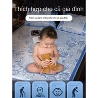 Chiếu lụa điều hoa cao cấp cho mùa hè họa tiết 3D kèm  gối loại