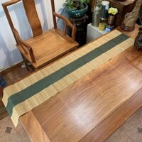 Chiếu trà tre nẹp vải trang trí bàn trà cỡ vừa đẹp 120x30cm DC50