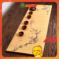 Chiếu tre , thảm tre trải bàn trà trang trí hoa đào 30x60cm
