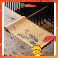 Chiếu tre , thảm tre trải bàn trà hoa sen 30x60 cm