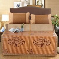 Chiếu trúc lụa vân gỗ in hoa màu gỗ,chiếu tăm hoa đế lụa, điều hòa mát lạnh 1m2,1m4,1m5,1m6,1m8,2m