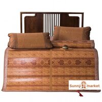 Chiếu trúc tăm vân gỗ cao cấp in hoa gấp gọn 1m8 x 2m điều hòa nằm mùa hè mát lạnh