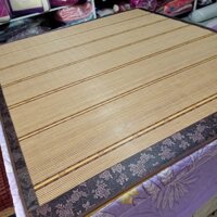 Chiếu trúc tăm vân gỗ in gấu lót lụa điều hoà mát lạnh (Gia dụng Văn Linh)